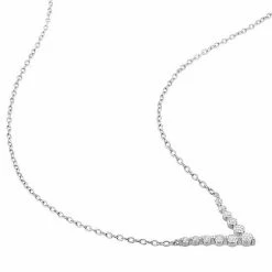 Stella Grace Platinum Over Silver 1/3 Carat T.W. Lab-Grown Diamond Graduated V-Necklace -Stella Grace Sales unnamed file 8114