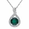 Stella Grace 10k White Gold 1/4 Carat T.W. Diamond & Lab-Created Emerald Teardrop Pendant Necklace