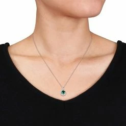Stella Grace 10k White Gold 1/4 Carat T.W. Diamond & Lab-Created Emerald Teardrop Pendant Necklace 5 Stella Grace 10k White Gold 1/4 Carat T.W. Diamond & Lab-Created Emerald Teardrop Pendant Necklace -Stella Grace Sales unnamed file 8131