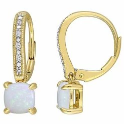 Stella Grace 10k Gold White Opal & Diamond Accent Leverback Earrings