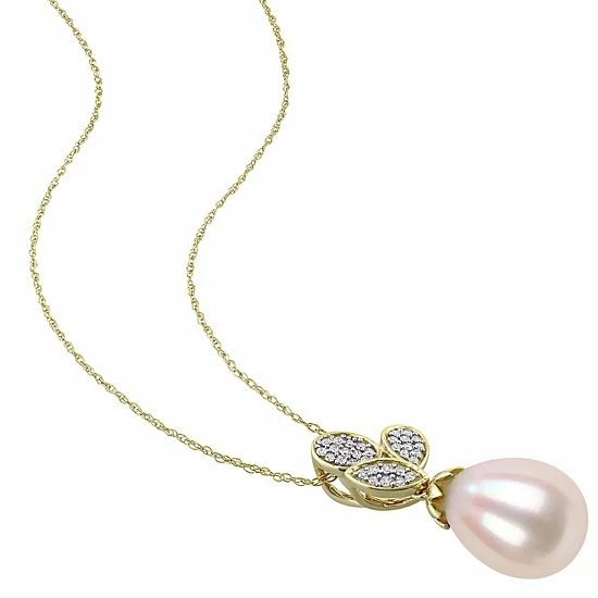 Stella Grace 10k Gold 1/10 Carat T.W. Diamond & Freshwater Cultured Pearl Pendant Necklace 2 Stella Grace 10k Gold 1/10 Carat T.W. Diamond & Freshwater Cultured Pearl Pendant Necklace - Image 2