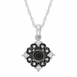 Stella Grace 10k White Gold 2/5 Carat Black & White Diamond Pendant Necklace