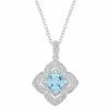 Stella Grace Sterling Silver Blue Topaz & 1/10 Carat T.W. Diamond Pendant