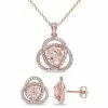 Stella Grace 18k Rose Gold Over Silver 1/5 Carat T.W. Diamond & Morganite Pendant & Earring Set