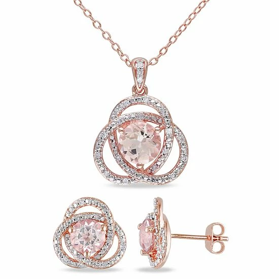 Stella Grace 18k Rose Gold Over Silver 1/5 Carat T.W. Diamond & Morganite Pendant & Earring Set 1 Stella Grace 18k Rose Gold Over Silver 1/5 Carat T.W. Diamond & Morganite Pendant & Earring Set