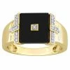 Stella Grace Men's 18k Gold Over Silver Square Black Onyx & 1/10 Carat T.W. Diamond Ring