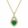 Stella Grace 14k Gold Emerald & 1/4 Carat T.W. Diamond Halo Heart Pendant Necklace