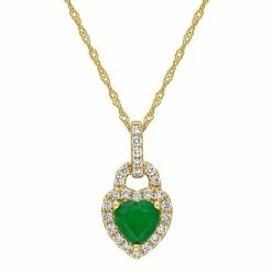 Stella Grace 14k Gold Emerald & 1/4 Carat T.W. Diamond Halo Heart Pendant Necklace