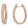 Stella Grace 10k Rose Gold White Sapphire Oval Hoop Earrings