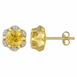 Stella Grace 14k Gold Citrine & Diamond Accent Flower Stud Earrings