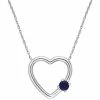 Stella Grace 10k White Gold Sapphire Open Heart Pendant Necklace