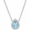 Stella Grace 10k White Gold Sky Blue Topaz & White Topaz Teardrop Halo Necklace