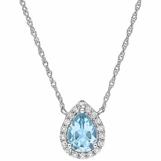 Stella Grace 10k White Gold Sky Blue Topaz & White Topaz Teardrop Halo Necklace 1 Stella Grace 10k White Gold Sky Blue Topaz & White Topaz Teardrop Halo Necklace