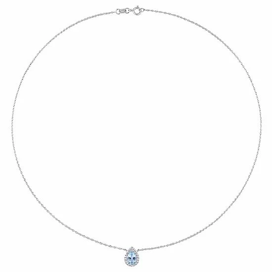 Stella Grace 10k White Gold Sky Blue Topaz & White Topaz Teardrop Halo Necklace 2 Stella Grace 10k White Gold Sky Blue Topaz & White Topaz Teardrop Halo Necklace - Image 2