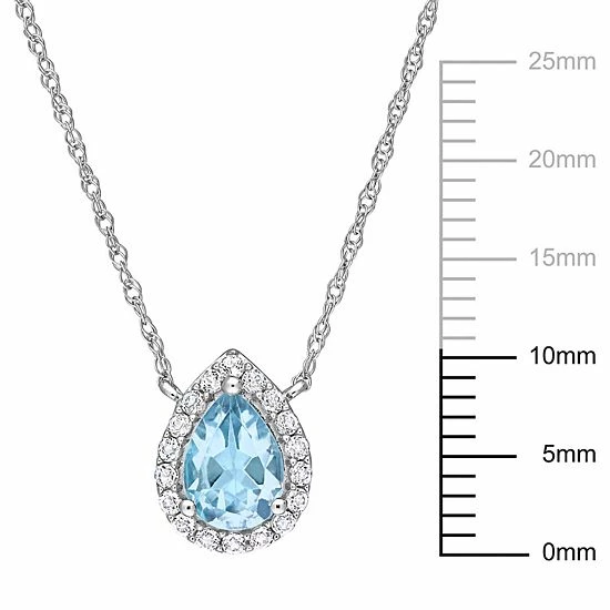 Stella Grace 10k White Gold Sky Blue Topaz & White Topaz Teardrop Halo Necklace 5 Stella Grace 10k White Gold Sky Blue Topaz & White Topaz Teardrop Halo Necklace - Image 5