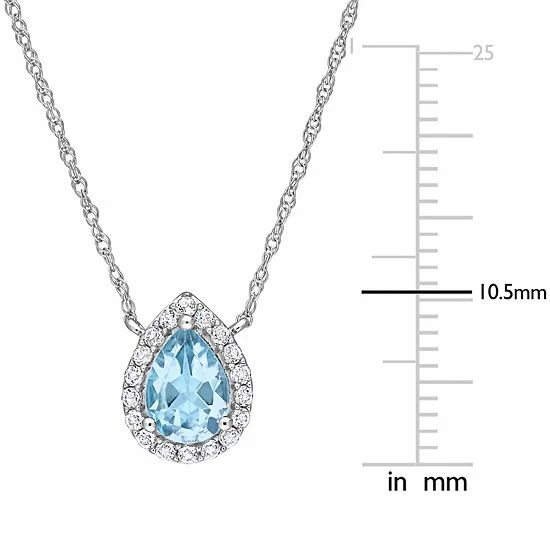 Stella Grace 10k White Gold Sky Blue Topaz & White Topaz Teardrop Halo Necklace 6 Stella Grace 10k White Gold Sky Blue Topaz & White Topaz Teardrop Halo Necklace - Image 6