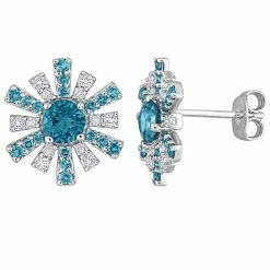 Stella Grace Sterling Silver London Blue Topaz & White Topaz Starburst Earrings