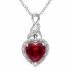 Stella Grace Sterling Silver Lab-Created Ruby & Diamond Accent Heart Twist Pendant Necklace