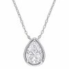 Stella Grace Sterling Silver 2 Carat T.W. Lab-Created Moissanite Halo Teardrop Pendant Necklace