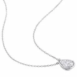 Stella Grace Sterling Silver 2 Carat T.W. Lab-Created Moissanite Halo Teardrop Pendant Necklace 4 Stella Grace Sterling Silver 2 Carat T.W. Lab-Created Moissanite Halo Teardrop Pendant Necklace -Stella Grace Sales unnamed file 8222