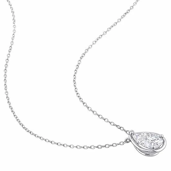 Stella Grace Sterling Silver 2 Carat T.W. Lab-Created Moissanite Halo Teardrop Pendant Necklace 2 Stella Grace Sterling Silver 2 Carat T.W. Lab-Created Moissanite Halo Teardrop Pendant Necklace - Image 2