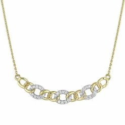 Stella Grace 10k Gold 1/10 Carat T.W. Diamond Oval Link Necklace