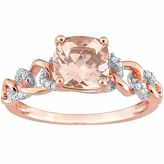 Stella Grace 10k Two-Tone Gold Morganite & 1/10 Carat T.W. Diamond Link Ring 1 Stella Grace 10k Two-Tone Gold Morganite & 1/10 Carat T.W. Diamond Link Ring