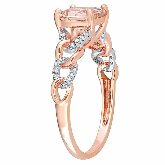 Stella Grace 10k Two-Tone Gold Morganite & 1/10 Carat T.W. Diamond Link Ring 2 Stella Grace 10k Two-Tone Gold Morganite & 1/10 Carat T.W. Diamond Link Ring - Image 2