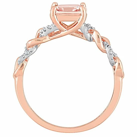 Stella Grace 10k Two-Tone Gold Morganite & 1/10 Carat T.W. Diamond Link Ring 3 Stella Grace 10k Two-Tone Gold Morganite & 1/10 Carat T.W. Diamond Link Ring - Image 3