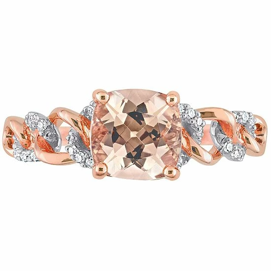 Stella Grace 10k Two-Tone Gold Morganite & 1/10 Carat T.W. Diamond Link Ring 5 Stella Grace 10k Two-Tone Gold Morganite & 1/10 Carat T.W. Diamond Link Ring - Image 5