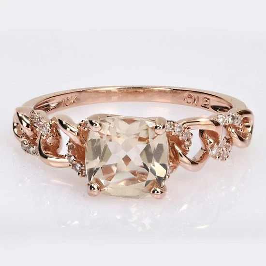 Stella Grace 10k Two-Tone Gold Morganite & 1/10 Carat T.W. Diamond Link Ring 6 Stella Grace 10k Two-Tone Gold Morganite & 1/10 Carat T.W. Diamond Link Ring - Image 6