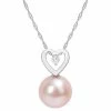 Stella Grace 10k White Gold Dyed Pink Freshwater Cultured Pearl & Diamond Accent Heart Drop Necklace