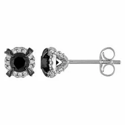 Stella Grace 10k White Gold 1 Carat T.W. Black & White Diamond Stud Earrings