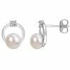 Stella Grace 10k White Gold Freshwater Cultured Pearl & Diamond Accent Circle Stud Earrings