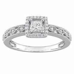 Stella Grace 10k White Gold 3/8 Carat T.W. Diamond Square Halo Engagement Ring