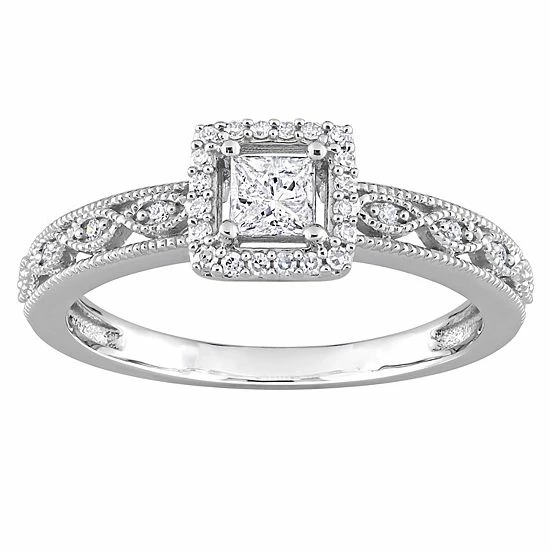 Stella Grace 10k White Gold 3/8 Carat T.W. Diamond Square Halo Engagement Ring 1 Stella Grace 10k White Gold 3/8 Carat T.W. Diamond Square Halo Engagement Ring