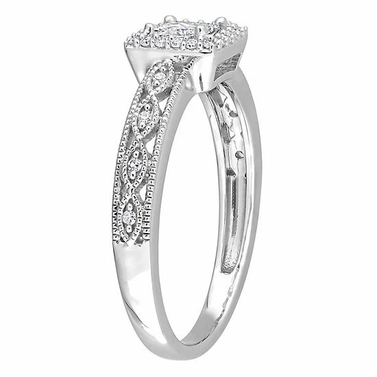 Stella Grace 10k White Gold 3/8 Carat T.W. Diamond Square Halo Engagement Ring 2 Stella Grace 10k White Gold 3/8 Carat T.W. Diamond Square Halo Engagement Ring - Image 2
