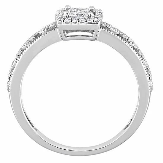 Stella Grace 10k White Gold 3/8 Carat T.W. Diamond Square Halo Engagement Ring 3 Stella Grace 10k White Gold 3/8 Carat T.W. Diamond Square Halo Engagement Ring - Image 3