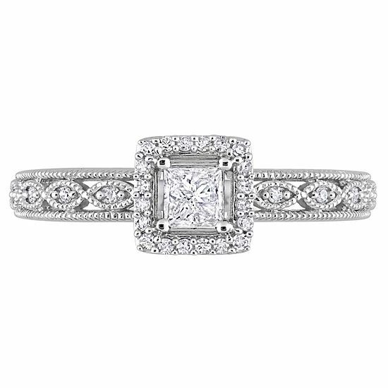 Stella Grace 10k White Gold 3/8 Carat T.W. Diamond Square Halo Engagement Ring 5 Stella Grace 10k White Gold 3/8 Carat T.W. Diamond Square Halo Engagement Ring - Image 5