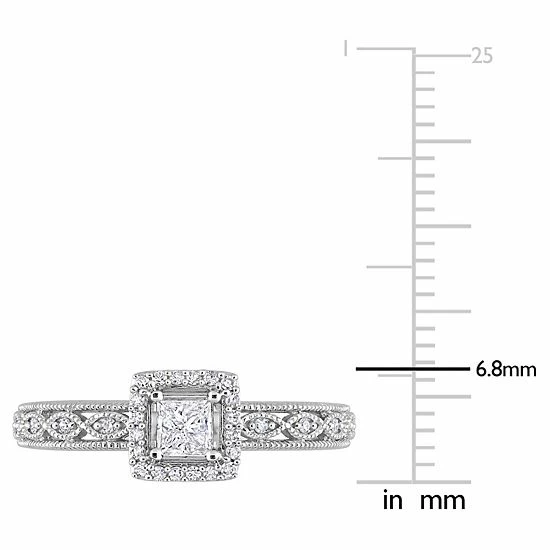 Stella Grace 10k White Gold 3/8 Carat T.W. Diamond Square Halo Engagement Ring 8 Stella Grace 10k White Gold 3/8 Carat T.W. Diamond Square Halo Engagement Ring - Image 8