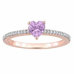 Stella Grace 10k Rose Gold Rose De France Amethyst & Diamond Accent Heart Promise Ring