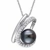 Stella Grace 10k White Gold Tahitian Cultured Pearl & Diamond Accent Curlicue Pendant Necklace