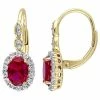 Stella Grace 14k Gold Lab-Created Ruby, White Topaz & Diamond Accent Vintage Leverback Earrings