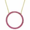 Stella Grace 10k Gold Lab-Created Ruby Circle Pendant Necklace