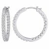 Stella Grace 10k White Gold White Topaz Inside-Out Hoop Earrings