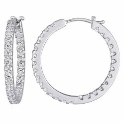 Stella Grace 10k White Gold White Topaz Inside-Out Hoop Earrings