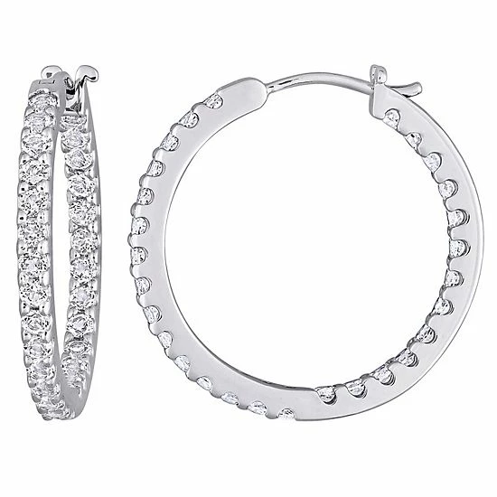 Stella Grace 10k White Gold White Topaz Inside-Out Hoop Earrings 1 Stella Grace 10k White Gold White Topaz Inside-Out Hoop Earrings
