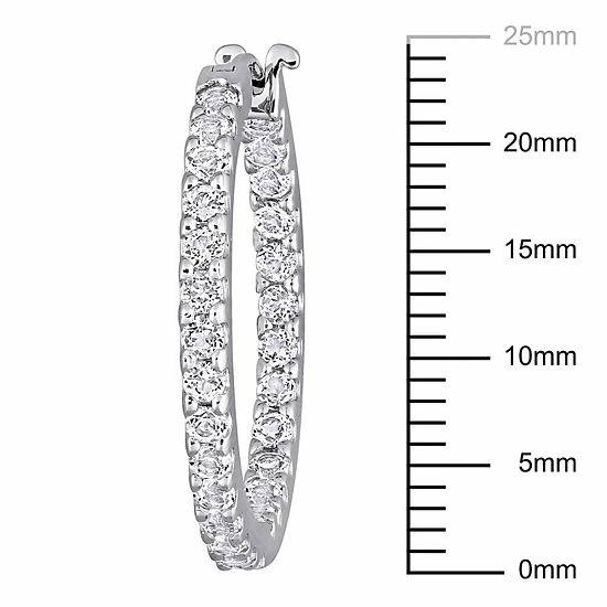 Stella Grace 10k White Gold White Topaz Inside-Out Hoop Earrings 2 Stella Grace 10k White Gold White Topaz Inside-Out Hoop Earrings - Image 2