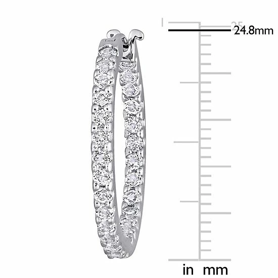 Stella Grace 10k White Gold White Topaz Inside-Out Hoop Earrings 3 Stella Grace 10k White Gold White Topaz Inside-Out Hoop Earrings - Image 3