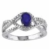 Stella Grace 10k White Gold Diffused Sapphire & 1/6 Carat T.W. Diamond Fashion Ring